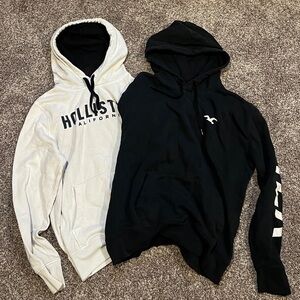 Bundle of 2 hollister hoodies size medium black and white
